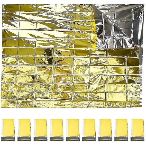 10 stycken Nödblanketter Vikbara Guld 210x160cm Silver + Guld-- null none