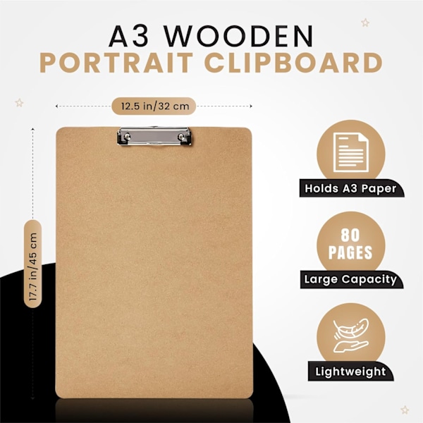 Portræt Clipboard, A3 Stærk Træ Portræt Clipboard