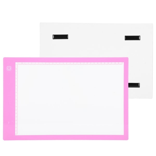 A4 LED Ljusplatta Ritbord Spårning Ritplatta Kopieringsplatta (A4-DC Rosa Steglös Dimning)