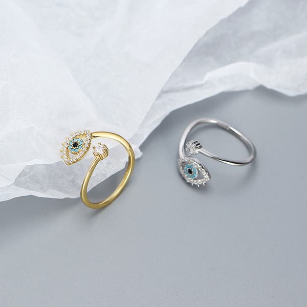 Sterling sølv ring, high-end djævleøje, åben ring Silver