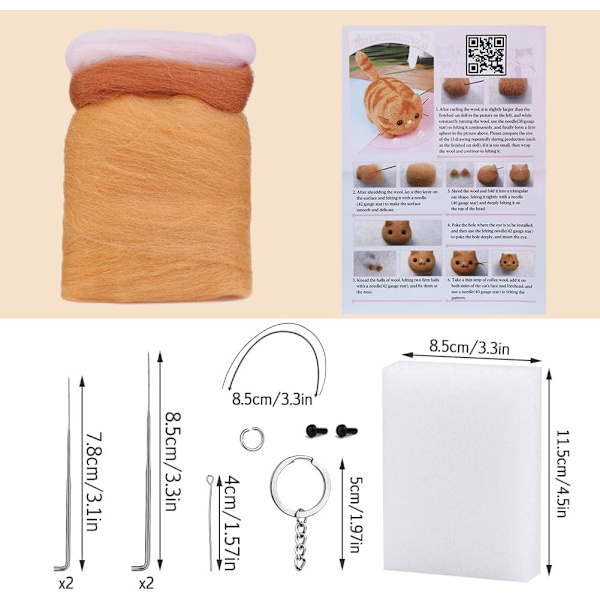 Neulahuovutussarja, DIY-villahuopamateriaalit, jossa huovutustyökalu ja ohjeet neulahuovutusprojekteihin ja aloittelijoille Felting Set A