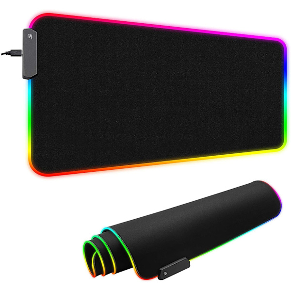Trådlös Laddning RGB Gaming Musmatta 15W, LED Musmatta 800x300x4MM, 7 Ljuslägen