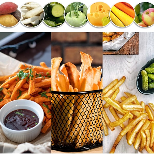 Pommes frites - Pommes frites-skärare i rostfritt stål - Potatispress med 1 skärinsats - Frukt-, grönsaks- och ostskärare, diskmaskinsäker