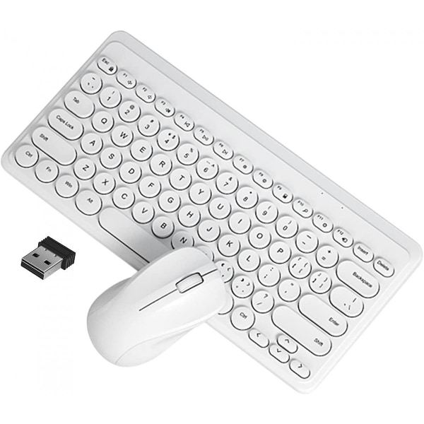 Trådlöst tangentbord och mus Combo Ultra Slim Ergonomisk USB Tangentbord Mus Combo Noiseless Keys Energisparsats för Windows Desktop Desktop White