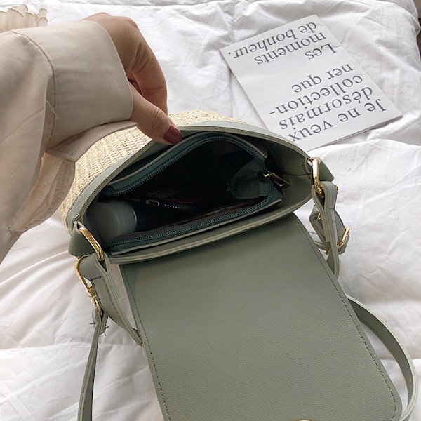 Dam Casual Halm Hink Crossbody Väska Sommar Korg Axelväska Reseväska WHITE 20x10x21cm
