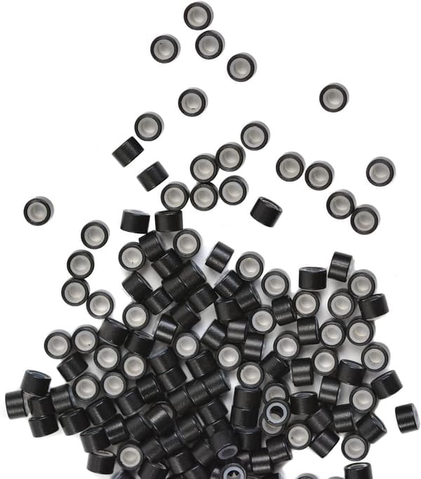 200 st silikonfodrade microringar länkar pärlor 4,0 mm hårförlängningar Black