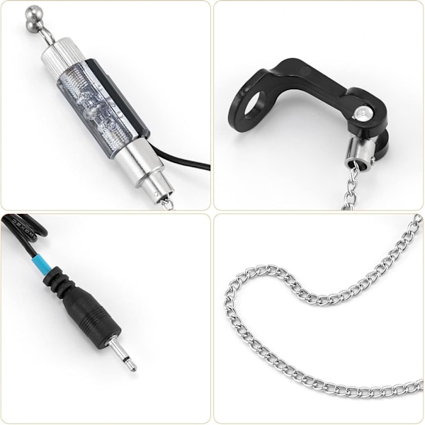 Bite Indicator Set 3 Bobbins Carp Fiske Bärbara LED-upplysta Bite Alarm med 2,5 mm Jack-kontakt