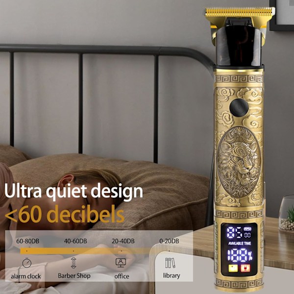 ®RisingFF Uppladdningsbar 3-Hastighets Skäggtrimmer och Hårklippare med Titanblad, LCD-Display, 180 Minuters Drifttid