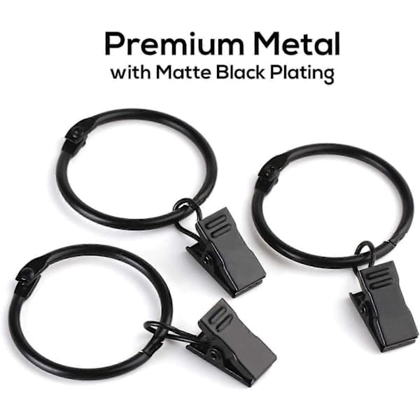 28-pack Metall Öppningsbara Gardinringar med Clips 38 mm Innerdiameter