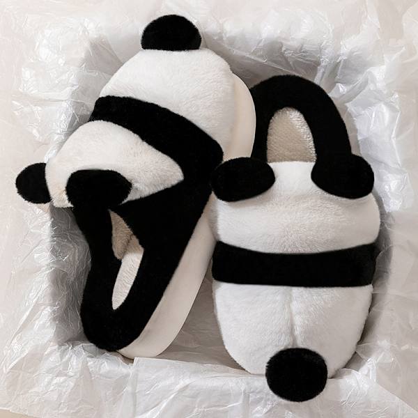 Morsomme Panda Tøfler for Kvinner Søte Varme Plysj Hjemmesko 44-45