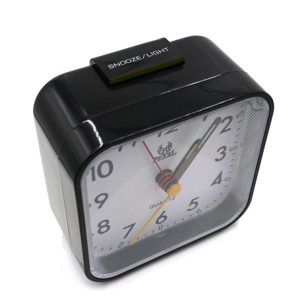 Tyst analog alarmklocka Svart