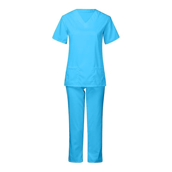 Unisex Doctor Top & Pants Scrub Set Tandläkare kostym för medicinskt bruk Sky Blue XL