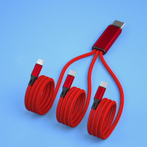 Monitoimilatauskaapeli Punottu Universaali 3 in 1 Moni-USB-kaapeli