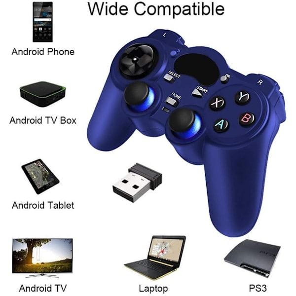 USB 2.4G Trådlös Spelkontroll 2-Pack för PC/Laptop (Windows XP/7/8/10)/Android/PS3 & Steam Joystick Gamepad för PC-Spel Kontroll C