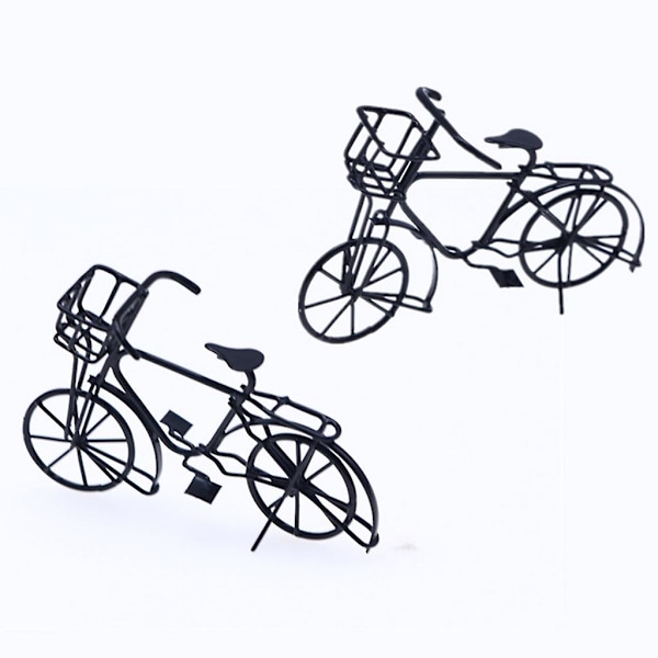 1:12 Skala Dockhus Cyklar Miniatyr Svart Metallcykel Dock Ho