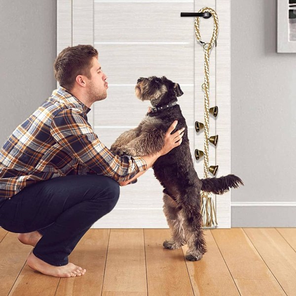 2 pak Hundeklokke, Hundetræner, Kæledyrsklokke Reb, Håndlavet Flettet Træperle Klokke Snor, Kattelegetøj