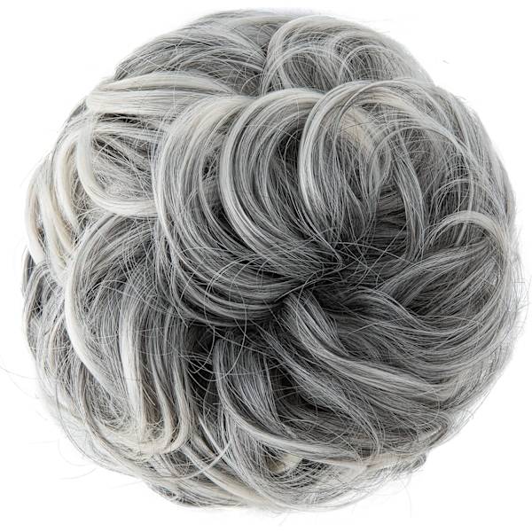 Hårknuder, Store Dame Hestehaler Naturligt Hår Hårstykker Krøllede Bølgede Hårstykker Knude og Hestehaler Hår Extensions, Syntetisk Messy Bun Gray and White