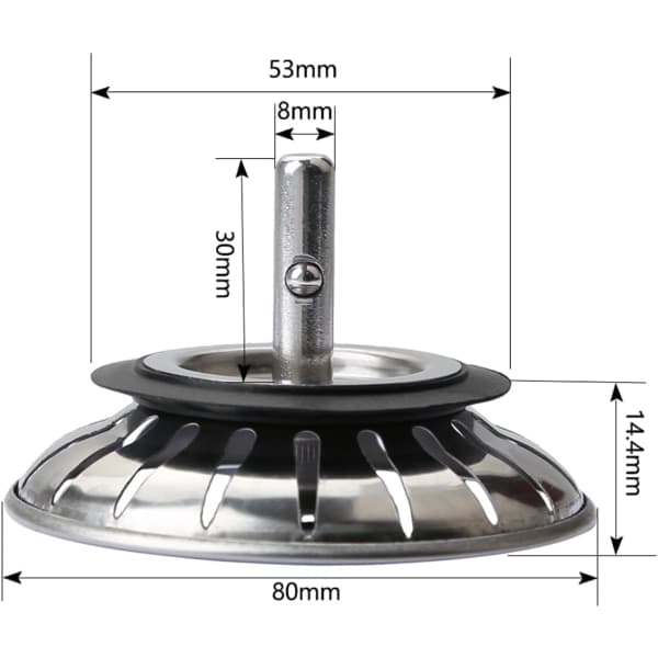Stk. Vask Sil Plugg Kjøkkenavløpsplugger Rustfritt Stål Vask Plugg Erstatning med 18 Hull Plugg Vask Plugg Vanntett Vask Diameter 78mm
