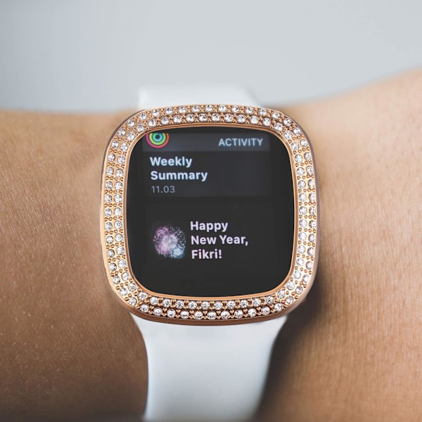 Klokkedeksel Kompatibelt med Fitbit Versa3/ Sense - Klokkedeksel Allround Elektroplettert PC Skall Klokketilbehør