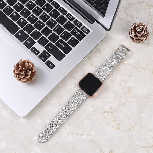Läderarmband för Fitbit Versa/Versa 2/Versa Lite/Versa Rose Gold