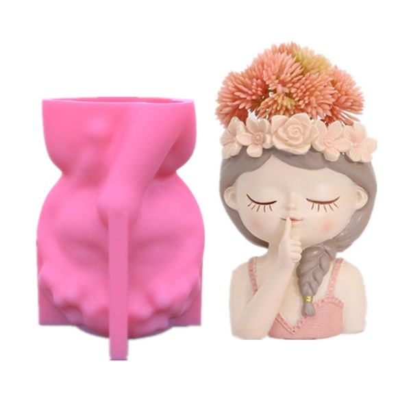 Silikonimuotti 3D Söpö Tyttö Kukkaruukku Muotti DIY Käsintehdyt Askartelut