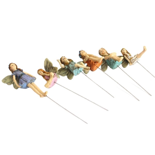 Farfi 6 st miniatyrfigurer vackra blekningsfria levande utomhus älvträdgård älvträdgårdsdekoration för utomhusbruk