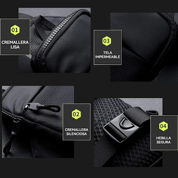 Mini Crossbody-bröstväska, handsfree vattentät midjeväska för utomhussporter löpning resor black