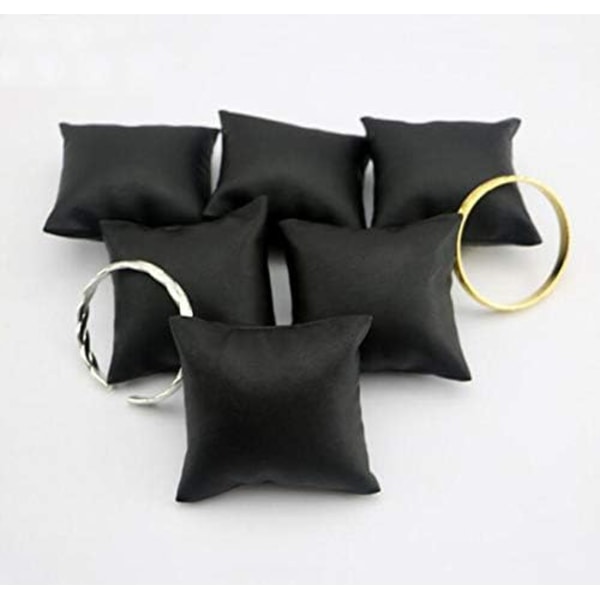 6 st svart PU-läder armband klockkudde armband kuddar kudde smycken arrangör hållare smycken displayer stativ show