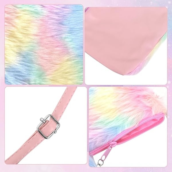 Plyschväska Axelväska Halsband armband Födelsedagspresent Justerbar axelrem Crossbody-väska Regnbåge rainbow