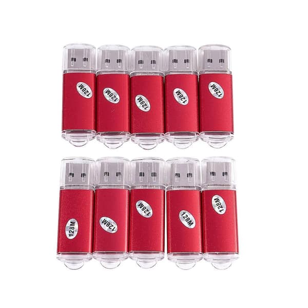 10 stk. USB Flash Drive 128 Mb Nøglering Flash Memory Drive U-disk