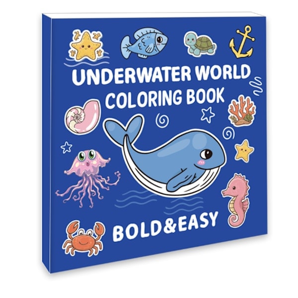 En malebog for voksne og teenagere, med super søde billeder og simple og afslappende mønstre, velegnet til en afslappende bog Undervandsverden Underwater World