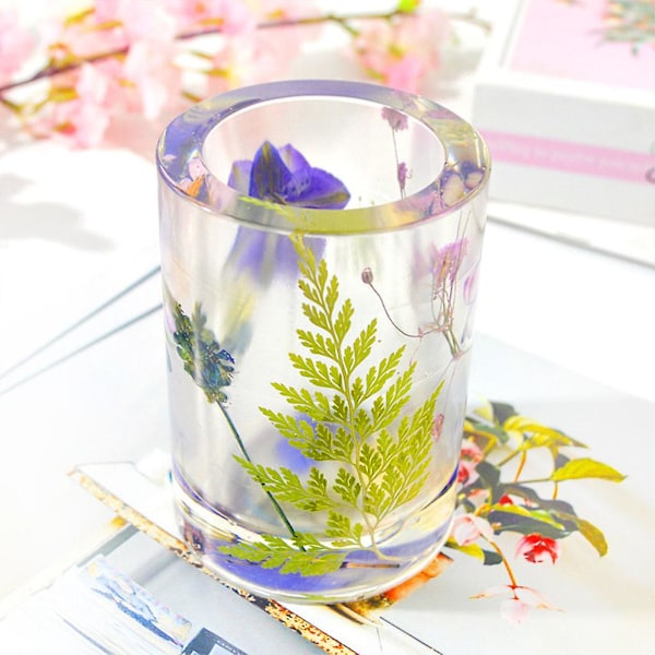 Krystall Epoxy Resin Form Pennholder Beholder Skrivebordsorganisator Sil