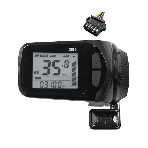 24v/36v/48v/60v S886 Ebike LCD Display Panel Tommelfingergas til Elcykler E-scooter