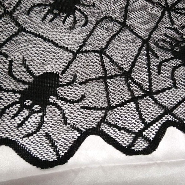 2 st Halloween-underlägg Spindelnät Bordstablett Svart Spets Underlägg Skrivbordsunderlägg för Fest Kök Matbord Dekoration