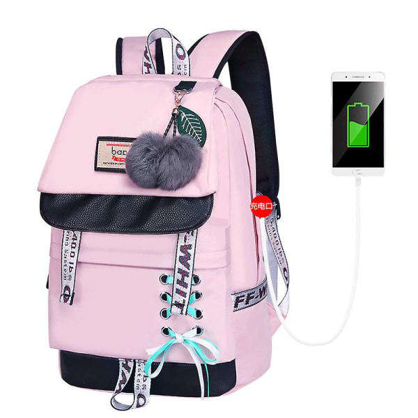 Reseryggsäck med multi fack för kvinnor Lätt laptopväska Pink