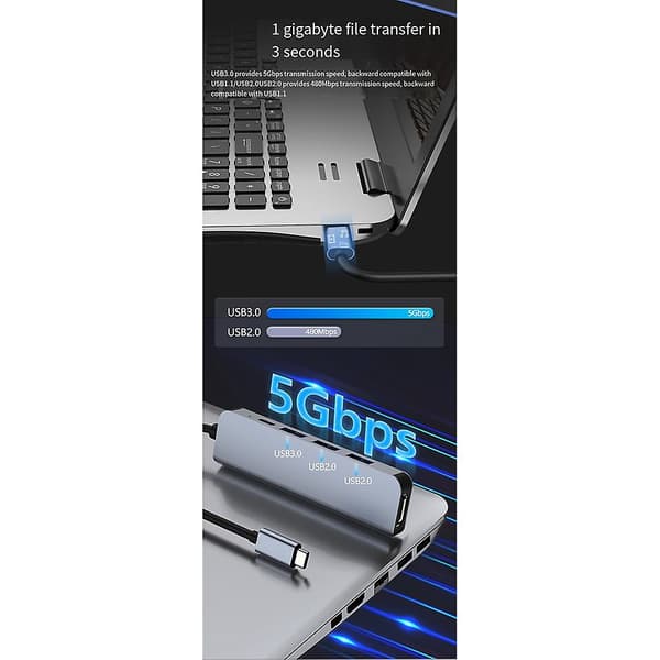 Usb C Dockingstation, 5-i-1 Typ C Hub, Med -kompatibel, Pd10