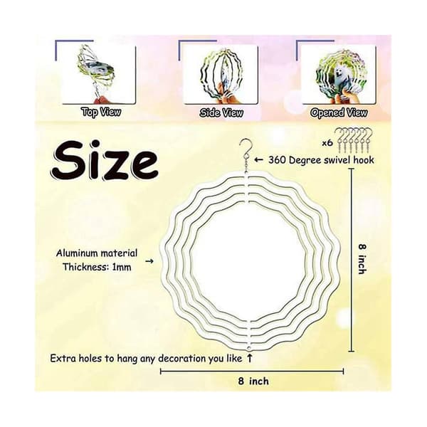 4 stk. 20 cm Sublimations Vindspinnere Emner 3D Vindspinnere Han