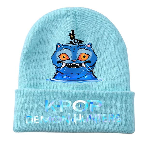 KPOP Demon Hunter Tjocka Varma Öronmuffar Hatt Herr Vinter Ridning Stickad Hatt grå grey