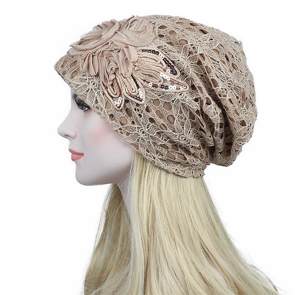 Dam Spetsblomma Mössa Hatt Bonnet Chemo Hatt Sovmössa Dam