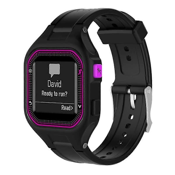 Silikonerem til Garmin Forerunner 25, slidstærk sort Black