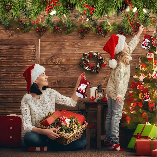 Julstrumpor, 3-pack, Julsäck, Juldekorationer, 3D Tomte, Snögubbe, Rensa Julstrumpa