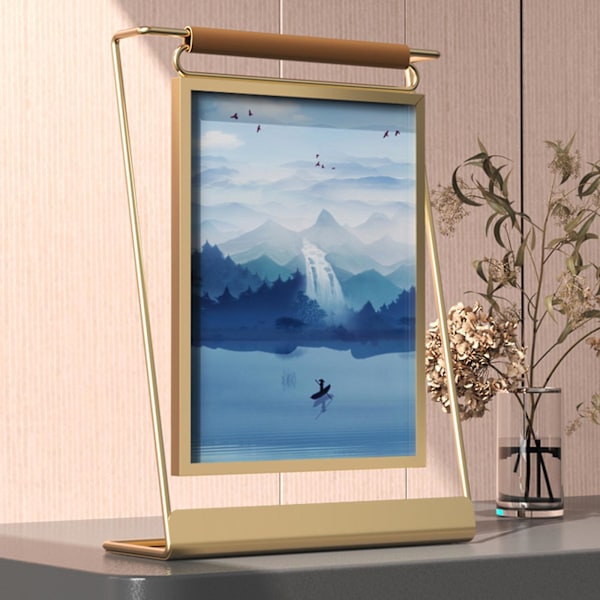 8'' Metall Bilderamme Dobbeltsidig Bord Meny Display Stativ Skrivebord