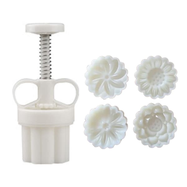 Måneformkakeform i plastmateriale 20g Blomsterformede Stempler Månekake