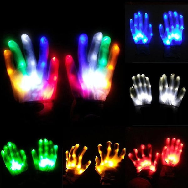 1 par Led Light Up Hand Finger Handskar Halloween Julkostym Dansdekoration white