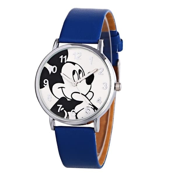 Sød Mickey Tegneserie Børne Studenterur Mickey Mouse Læderrem Mode Quartz Ur Rød