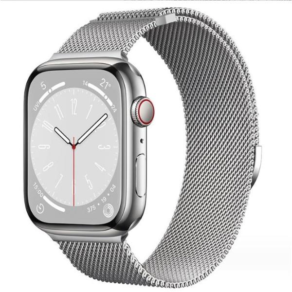 Milanese loop armband för Apple Watch band iwatch Series 9 3 6 5 SE 7 8 Ultra 2 stjärnljus silver 42mm/44mm/45mm/49mm