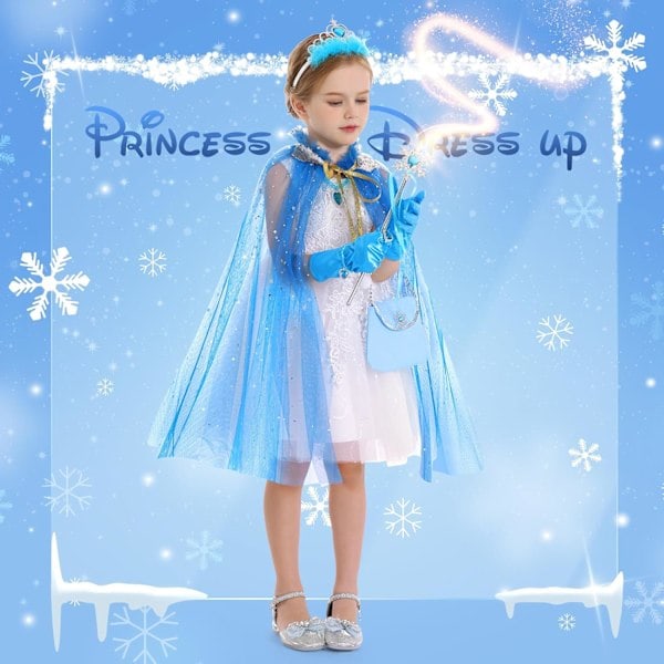 Prinsessaviittasetti, 12 kpl Prinsessamekkoja Pikkutytöille, Prinsessamekkoja Tytöille 3-8 Vuotta Syntymäpäivälahja Sininen Blue
