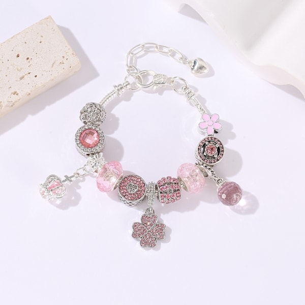 24 stk. Julekalender, DIY Julearmbåndssæt 24 Dages Nedtællings Charm Smykker Blind Box Julepynt til Børn Pink Pink