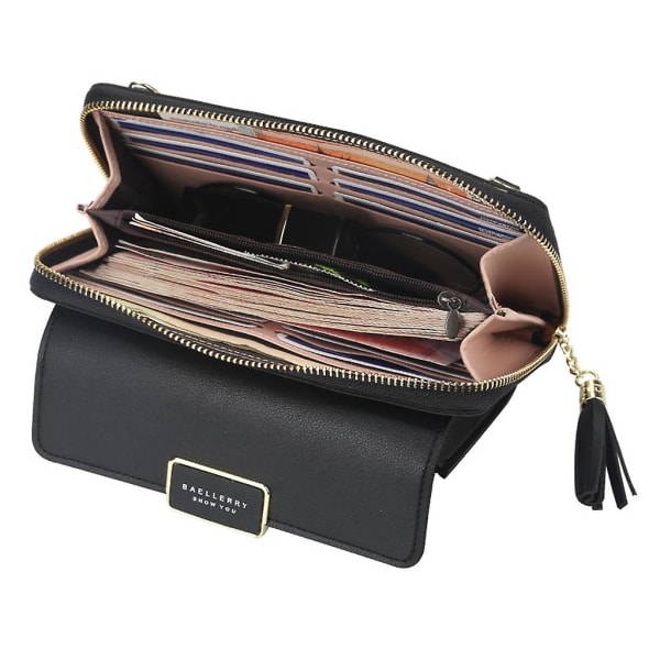 Dam PU Läder Clutch Lång Plånbok Korthållare Telefonväska Handväska Magenta Magenta