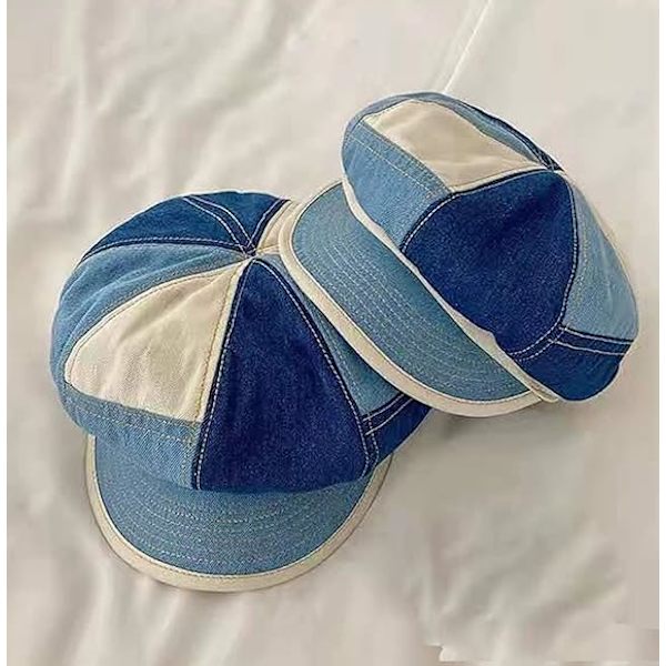Patchwork Denim Ivy Newsboy Paperboy Baker Boy Beanie Gatsby Cabbie Painter Cap Jean Hatter for Kvinner